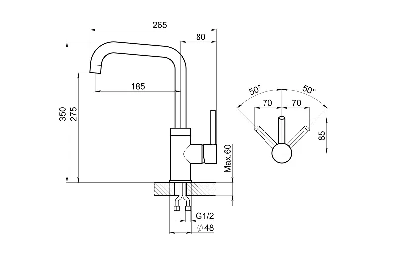 0041, АЛЮМИНИУМ, СМЕСИТЕЛЬ КУХОННЫЙ