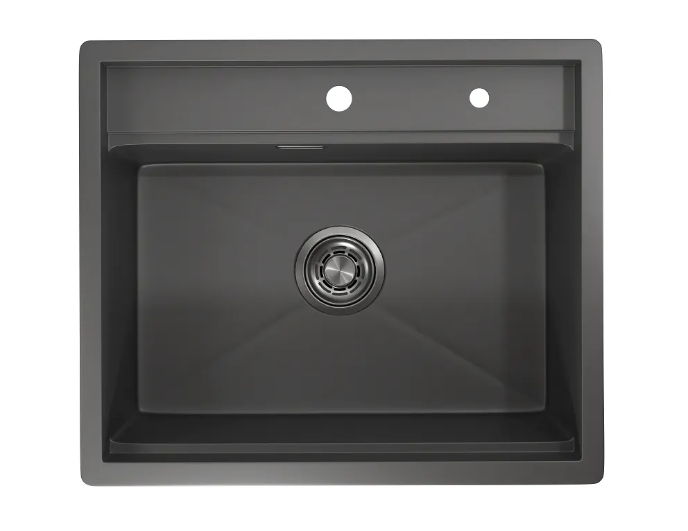 KS-6051, ГРАФИТ МАТОВЫЙ, стальная кухонная мойка KITCHEN SPACE