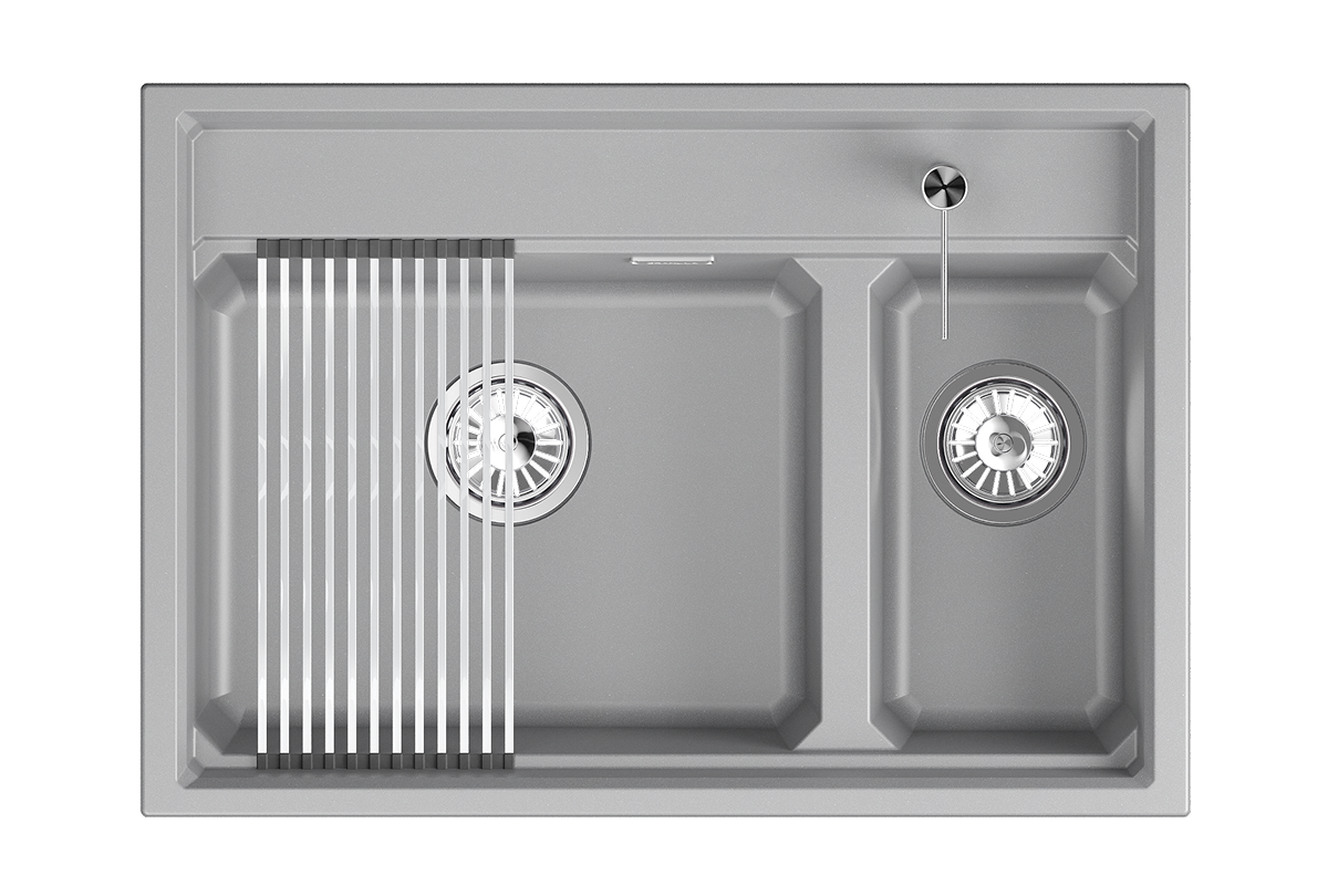 KS-7302i, АЛЮМИНИУМ, кухонная мойка, кварц